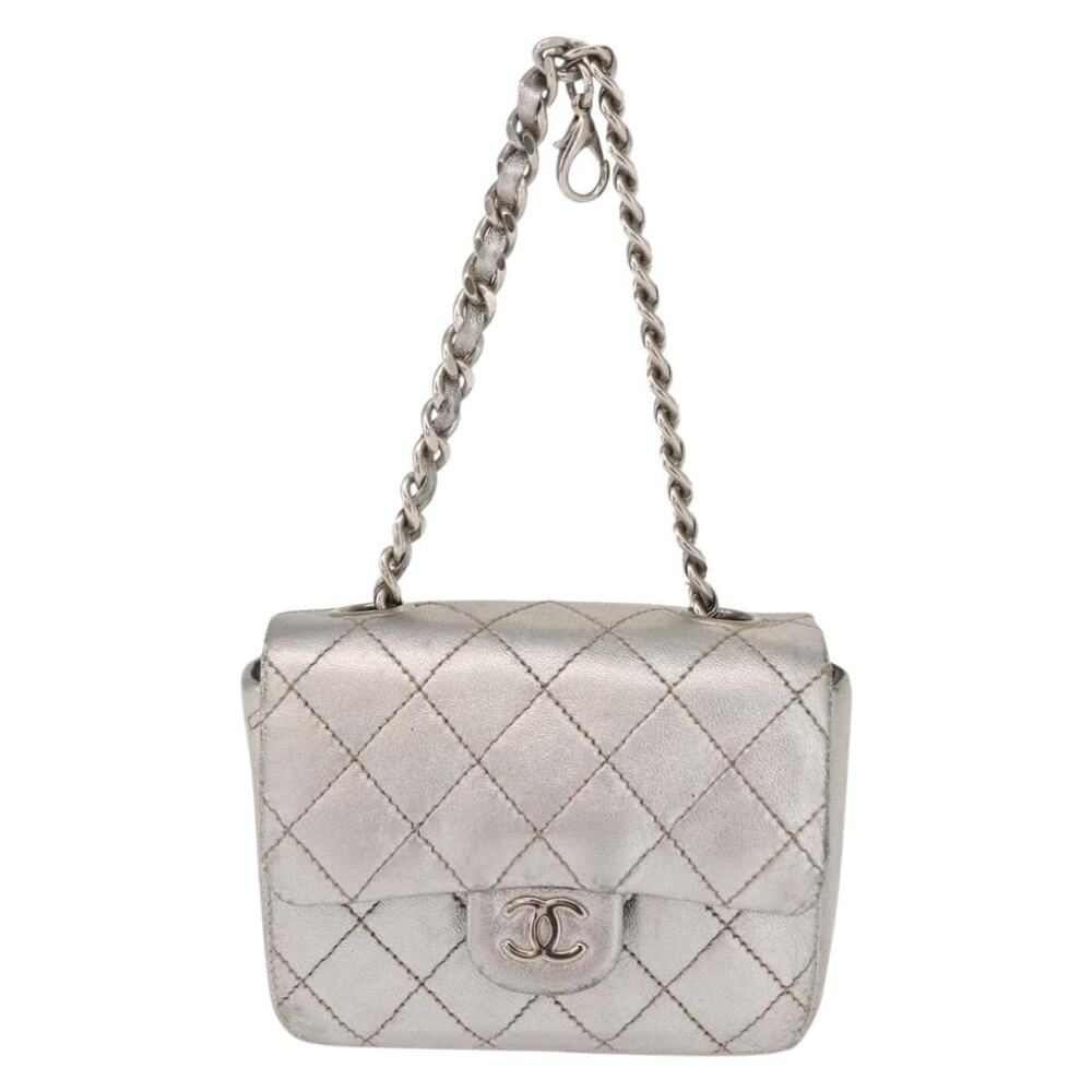 Chanel Matelasse Lambskin Chain Handbag Silver